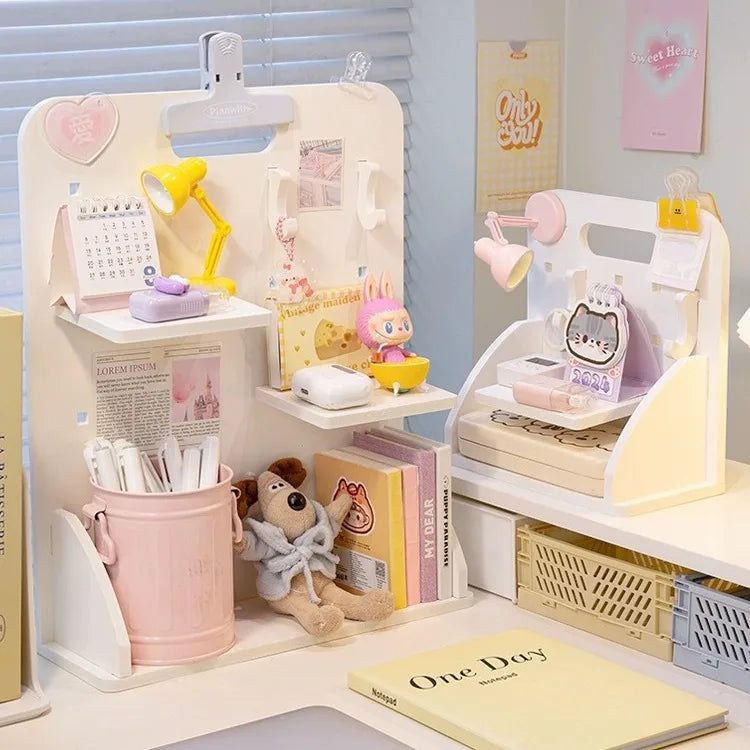 Kawaii Charm: Adorable Desktop Book & Stationery Organizer 🌸✨ - Perfect for Students & Office! 📚✏️