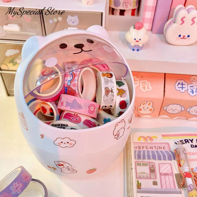 Kawaii Cartoon Makeup Organizer 🎀✨ - Creative Stationery Storage Box for Students & Office! 📚💖