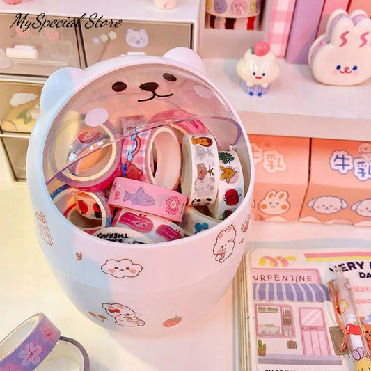 Kawaii Cartoon Makeup Organizer 🎀✨ - Creative Stationery Storage Box for Students & Office! 📚💖