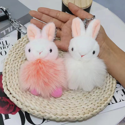 Adorable Fox Plush Key Chain Pendant With Rabbit Fur Ball For Car And Backpack 🦊