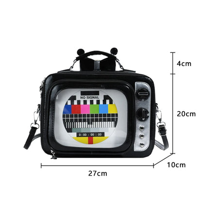 Square TV Shape Ita Bag Japanese Retro Ulzzang Women Shoulder Crossbody Bag Cute Large Capacity Transparent Insert Backpack