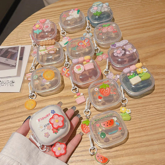 Adorable Watermelon Bunny & Bear Tulip Earphone Case 🌸🐰🍉 for Samsung Galaxy Buds - Pixie Quill