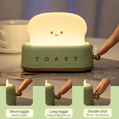 🍞 Adorable Toasty LED Night Light | Fun Bread Table Lamp with Timer 🌙✨ - Pixie Quill