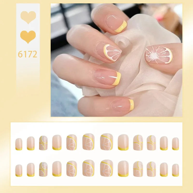 ✨ 24P Kawaii Rainbow Ballerina Press-On Nails 💅 - Adorable Full Cover Artificial Fake Nails for Creative Nail Art! 🌈