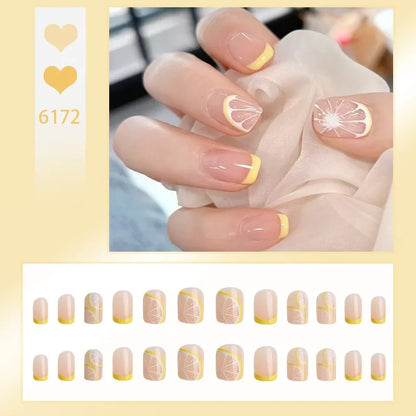 ✨ 24P Kawaii Rainbow Ballerina Press-On Nails 💅 - Adorable Full Cover Artificial Fake Nails for Creative Nail Art! 🌈