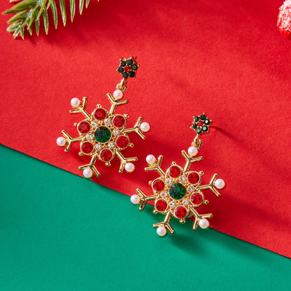 Whimsical Snowflake Stud Earrings With Crystals And Pearls Gift For Her ❄️🎁