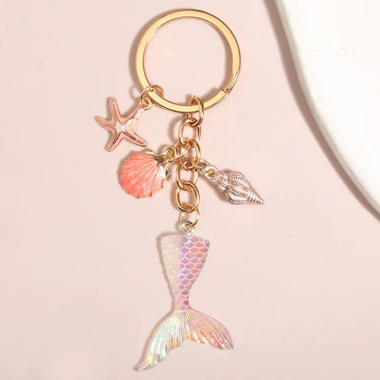 Whimsical Sea Life Keychain Gift Set Mermaid Tail Shell Starfish Charms 🐚💖