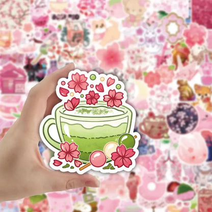 Kawaii Cherry Blossom Sticker Wonderland 🌸✨ | 100 Waterproof Decals for Personalization!