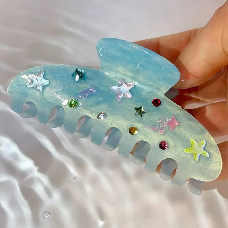 Ocean Friends Hair Claw Clip Acetate Dolphin Seahorse Jellyfish Clip For Women 🐬