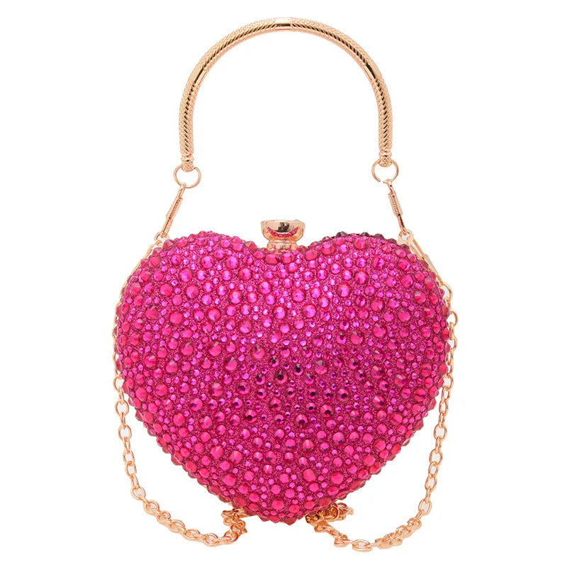 Sparkling Kawaii Heart-Shaped Crystal Clutch 🌟💖 | Rhinestone Evening Bag for Weddings & Parties 🎉✨