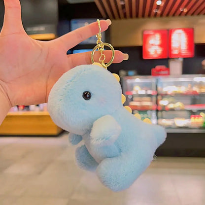 Pastel 12cm Dino Plush Keychain Pendant 🦕 Cute Portable Stuffed Doll Backpack 🎒