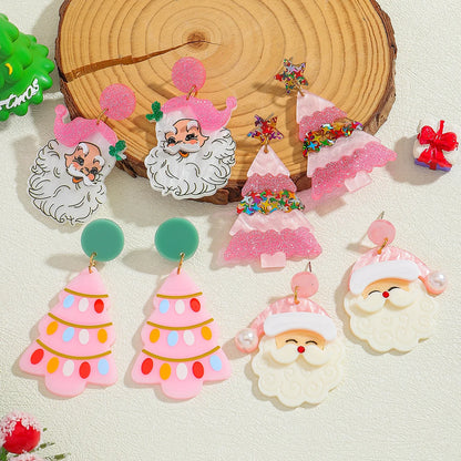 Acrylic Santa Drop Earrings Christmas Tree Charm Holiday Accessory For Women 🎄🎅