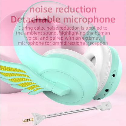 Kawaii Winged Bluetooth Headphones 🎶✨ Hi-Fi Stereo 🎧 Game On! 🎮 Noise-Canceling Mic & App Control! 🌈