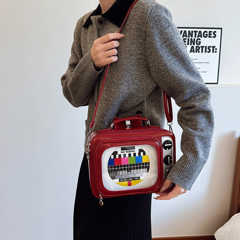 Square TV Shape Ita Bag Japanese Retro Ulzzang Women Shoulder Crossbody Bag Cute Large Capacity Transparent Insert Backpack