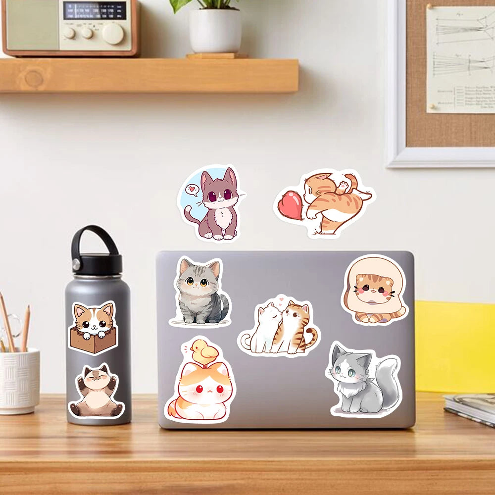 Adorable Kawaii Cat Stickers 🐱✨ - Cute Anime Pets for DIY Fun on Phones, Laptops & More! 🎨💕