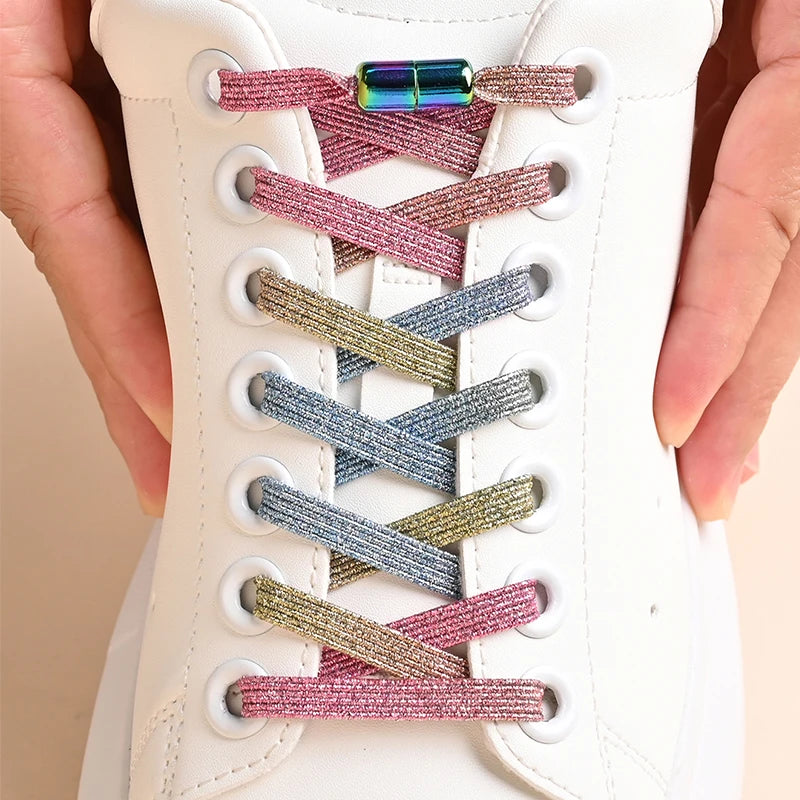 ✨Bouncy Rainbow No-Tie Laces 🌈 - Fun & Stylish Elastic Shoelaces for All Ages! 🎉 - Pixie Quill