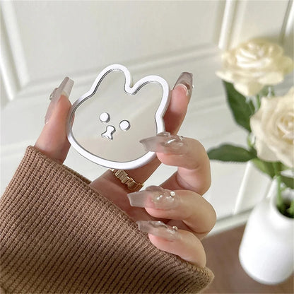 Kawaii Rabbit Mirror Grip Tok 🐰✨ | Adorable Foldable Phone Stand & Ring Holder for iPhone 📱💕