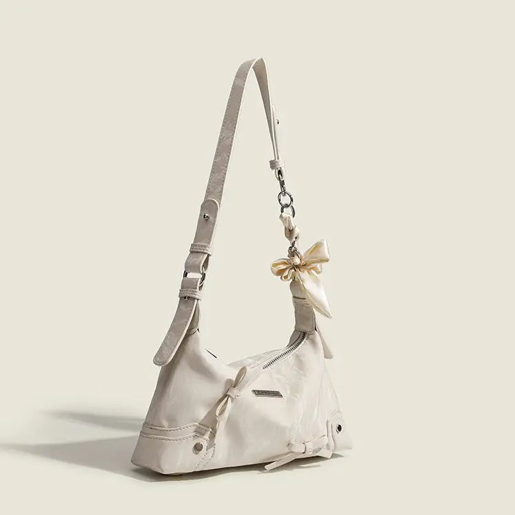 Kawaii Bow & Chain Y2K One Shoulder Bag 👜✨ - Spliced Style for Sweet Spicy Girls! 🎀