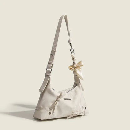 Kawaii Bow & Chain Y2K One Shoulder Bag 👜✨ - Spliced Style for Sweet Spicy Girls! 🎀