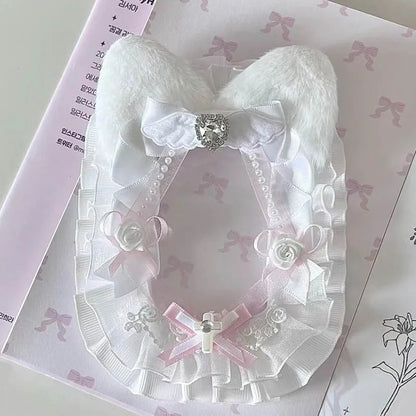 Kpop Idol Photo Holder Poker Storage Decor with Lace and Ribbon Plush Ears Cute Photocard Top Loader