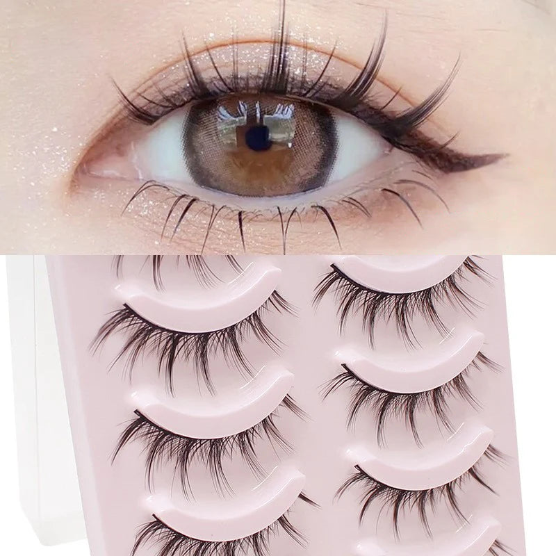 Pastel Little Devil Anime Lashes 5 Pairs Clear Band Full Strip For Natural Daily Manga Style Eyelashes 😈👁️✨