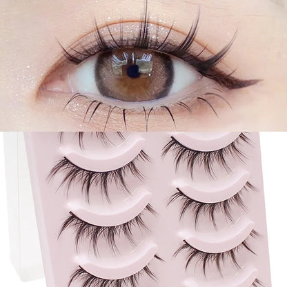 Pastel Little Devil Anime Lashes 5 Pairs Clear Band Full Strip For Natural Daily Manga Style Eyelashes 😈👁️✨