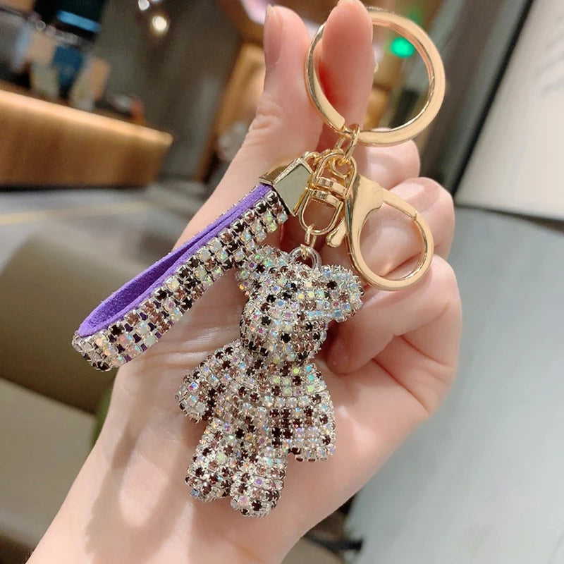 Diamond Bear Car Keychain Cute Handmade Luxury Rhinestone Bag Pendant 🧸💎✨