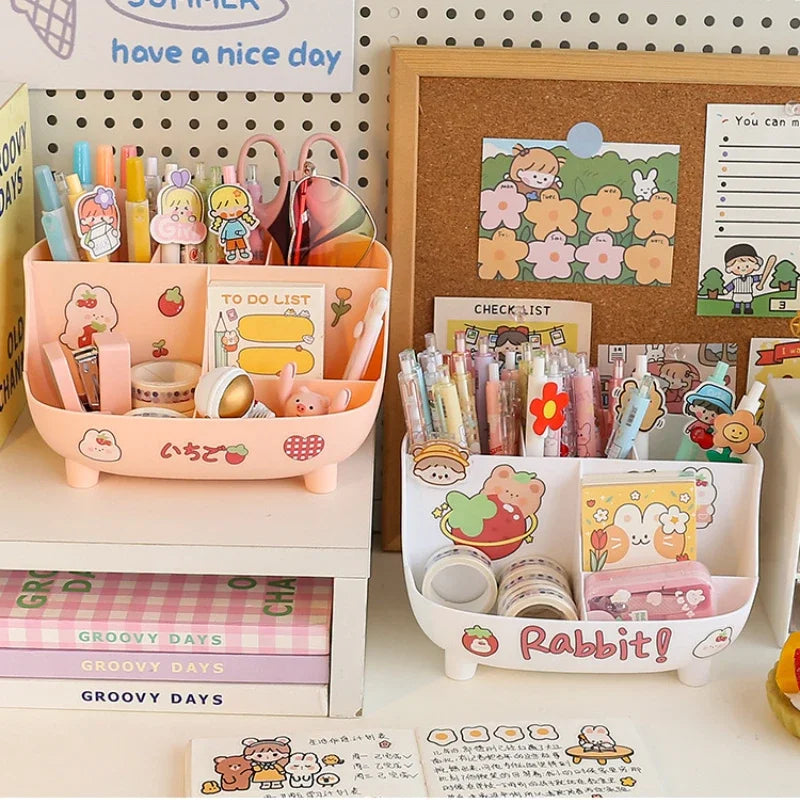 Adorable Kawaii Pen Holder 🎀 | Cute Japanese Stationery Organizer 🐱✨ | Creative Cartoon Storage Box for Students 📚💕