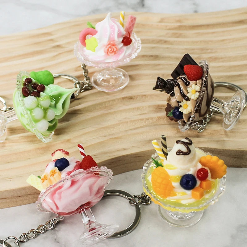Whimsical Ice Cream Keychain Cup Pendant For Bags Cute Gift For Women 🍨🧁