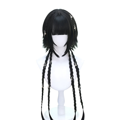 Cute Ombre Blonde & Black Double Ponytail Lolita Wig 🎀✨ - Kawaii Cosplay Hair with Bangs for Harajuku Style! 💖👸