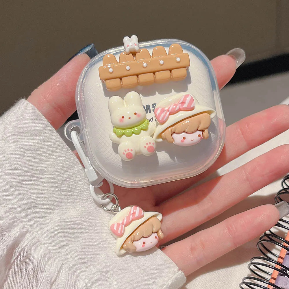 Adorable Watermelon Bunny & Bear Tulip Earphone Case 🌸🐰🍉 for Samsung Galaxy Buds - Pixie Quill