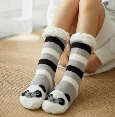 Fluffy Winter Socks For Women Warm Plush Non Slip Slipper Snowflake Gift ❄️🎁