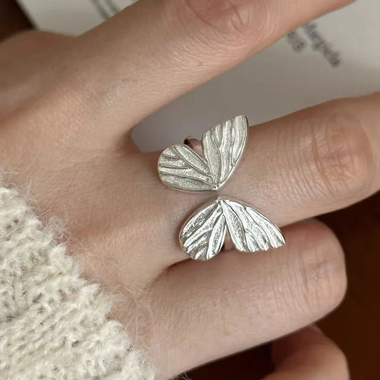✨ Kawaii Irregular Butterfly Ring 🦋 | Handmade 925 Sterling Silver Cocktail Ring for Women 🎉 | Perfect Party & Christmas Gift! 🎁