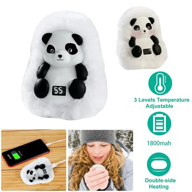 Cute Panda Pocket Hand Warmers USB Rechargeable Plush Hand Warmth Bag With Temperature Adjustable For Friends Family