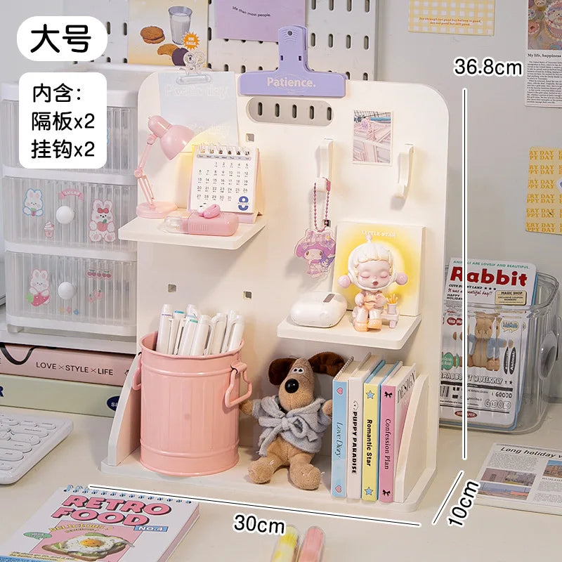 Kawaii Charm: Adorable Desktop Book & Stationery Organizer 🌸✨ - Perfect for Students & Office! 📚✏️