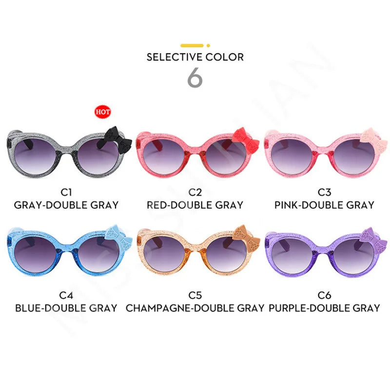 Kawaii Cat Eye Sunglasses for Kids 🐱✨ Cute Bowknot UV400 Eyewear for Girls & Boys 💖 Trendy Summer Shades!