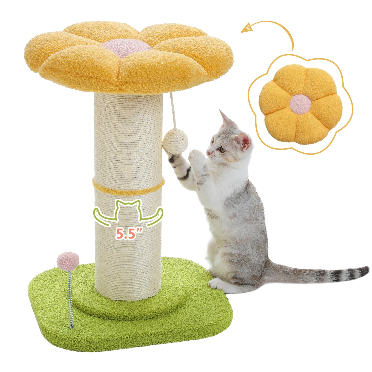 Flower Pink Cat Tree Indoor Scratching Post With Thick Sisal 🐾🌸