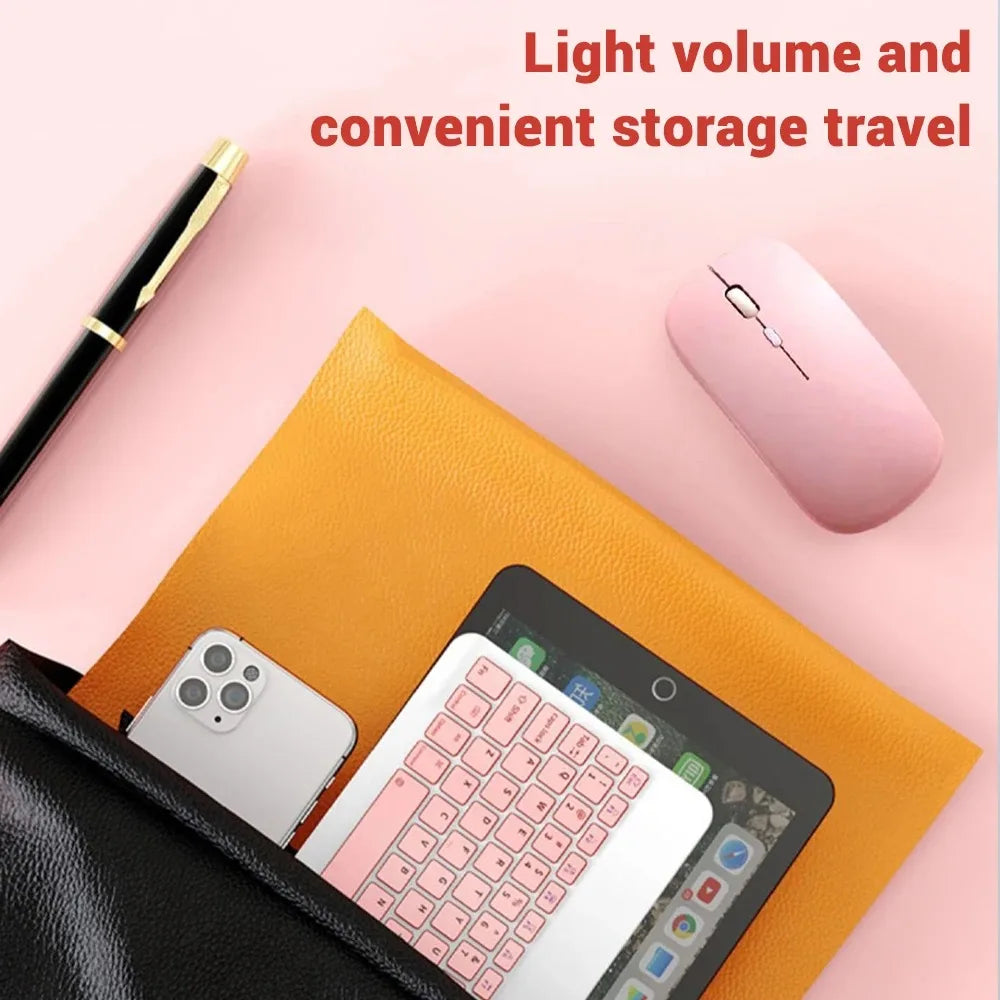 Cute & Compact 10-Inch Bluetooth Mouse & Spanish Keyboard Set for iPad & Tablets 🐾✨ Perfect for On-the-Go!