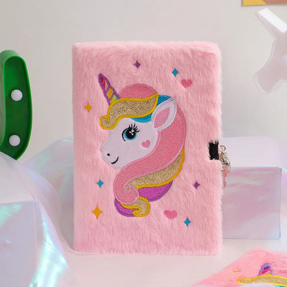 Unicorn Plush Lockable Diary A5 Notebook For Girls Cute Stationery Gift 🦄📓🔒