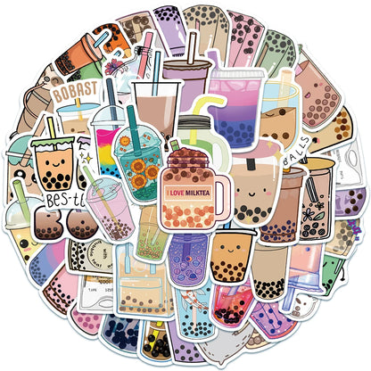 Kawaii Bubble Tea Bliss: 50PCS Adorable Pearl Milk Tea Stickers for DIY Magic! 🍵✨