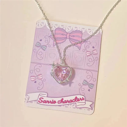 ✨ Kawaii Starry Zircon Pendant Necklace 🌟 | Cute Beaded Chain for Y2K Girls | Trendy Hip Hop Aesthetic Jewelry 🎀 | Perfect Gift for Moms & Besties! 💖