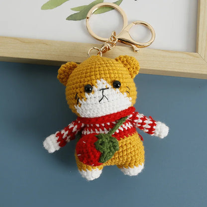 Handmade Kitten Crochet Keychain For Backpack Cute Cat Doll Pendant 🧶🐾