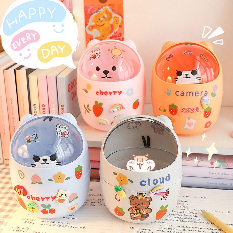 Kawaii Cartoon Makeup Organizer 🎀✨ - Creative Stationery Storage Box for Students & Office! 📚💖