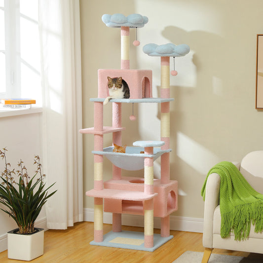 🌟 Cuddle Castle: 184cm Cat Adventure Tower with Cozy Hammocks & Scratching Fun! 🐾🏰