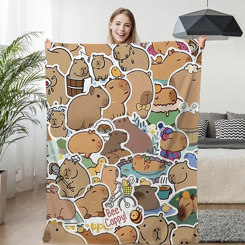 Kawaii Capibara Cuddle Blanket 🐾✨ | King Size Fluffy Fleece for Cozy Winters!