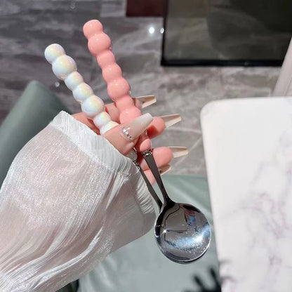 Kawaii Pearl Handle Spoon 🍦✨ | Adorable Stainless Steel Dessert Spoon for Ice Cream & Treats 🍰🌈