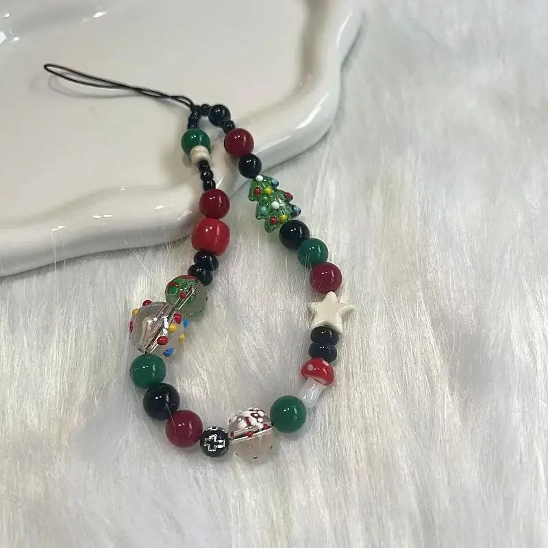 Whimsical Christmas Phone Chain Charm 🎄 Cute Wrist Strap Lanyard For IPhone