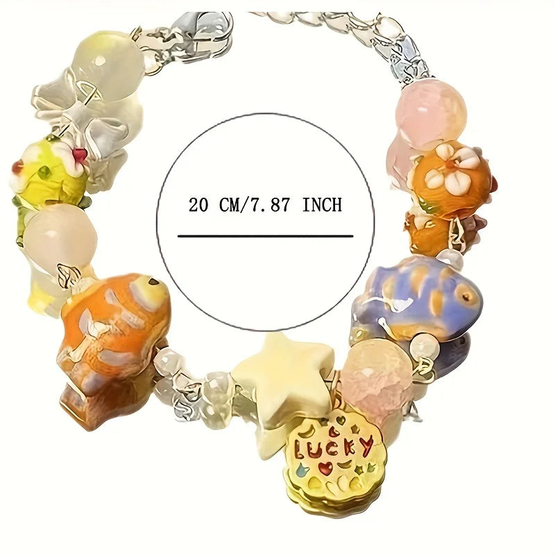 Kawaii Couple Fish Beaded Bracelets 🐟💖 | Adjustable, Colorful Charm for Dating & Parties 🎉