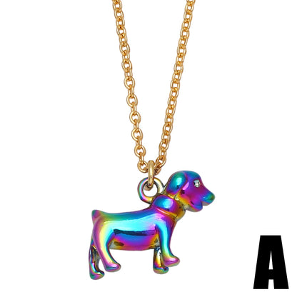 Kawaii Gold-Plated Rainbow Puppy Necklace 🐶✨ | Cute Animal Jewelry Gift for Women 🌈💖