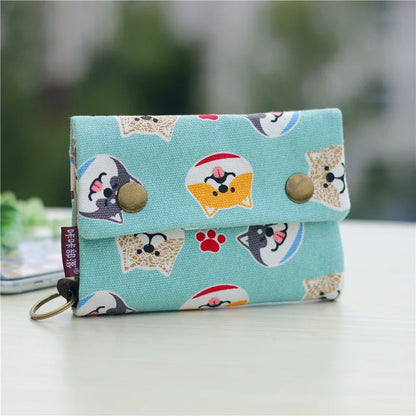 Kawaii Canvas Coin Pouch 🌈✨ | Cute Cartoon Key Organizer Wallet for Girls 💖🎒 | Adorable Mini Money Bag!